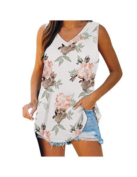 Moda plus blusa sin mangas para dama al mayoreo ofrece LHESH – ID 43598 blanca