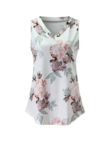 Moda plus blusa sin mangas para dama al mayoreo ofrece LHESH – ID 43598 blanca