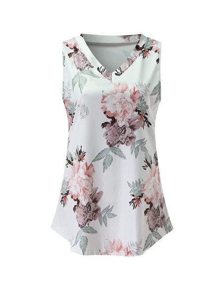 Moda plus blusa sin mangas para dama al mayoreo ofrece LHESH – ID 43598 blanca