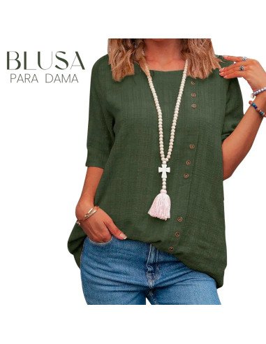 Moda plus blusa de manga corta de moda para dama al mayoreo ofrece LHESH – ID 43577 verde