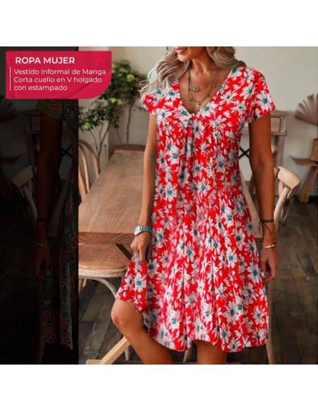 Moda plus vestido manga corta para dama al mayoreo ofrece LHESH - ID 43542 rojo