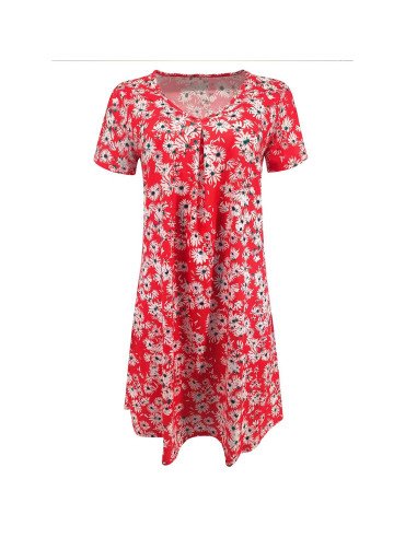 Moda plus vestido manga corta para dama al mayoreo ofrece LHESH - ID 43542 rojo