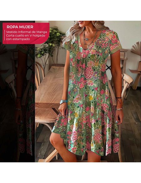 Moda plus vestido manga corta para dama al mayoreo ofrece LHESH - ID 43543 verde