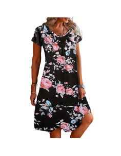 Moda plus vestido manga corta para dama al mayoreo ofrece LHESH - ID 43541 negro