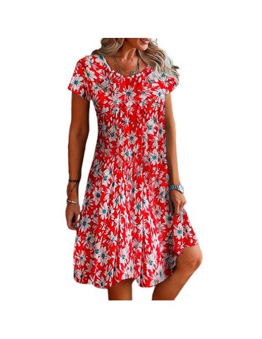 Moda plus vestido manga corta para dama al mayoreo ofrece LHESH - ID 43542 rojo