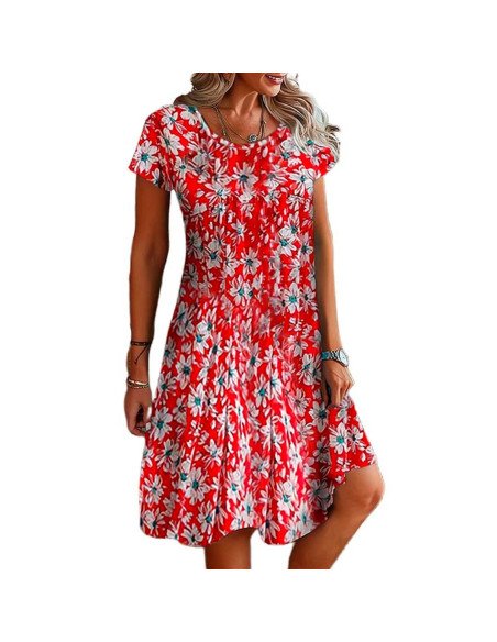 Moda plus vestido manga corta para dama al mayoreo ofrece LHESH - ID 43542 rojo