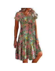 Moda plus vestido manga corta para dama al mayoreo ofrece LHESH - ID 43543 verde