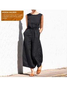 Moda plus jumpsuit holgado sin mangas para dama al mayoreo ofrece LHESH - ID 43563 negro 2