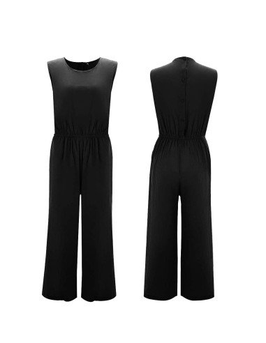 Moda plus jumpsuit holgado sin mangas para dama al mayoreo ofrece LHESH - ID 43563 negro