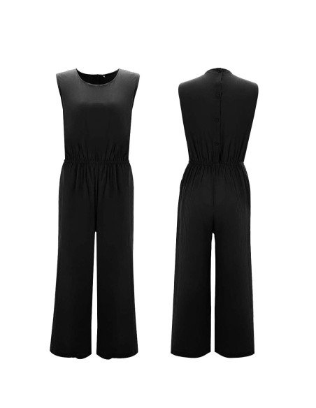 Moda plus jumpsuit holgado sin mangas para dama al mayoreo ofrece LHESH - ID 43563 negro