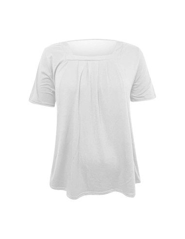 Moda plus blusa elegante de cuello cuadrado para dama ofrece LHESH – ID 43583 blanca