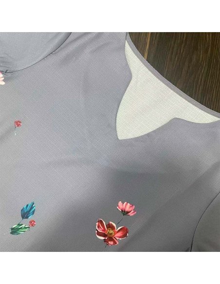 Moda plus vestido con estampado floral para dama al mayoreo ofrece LHESH - ID 43585 gris