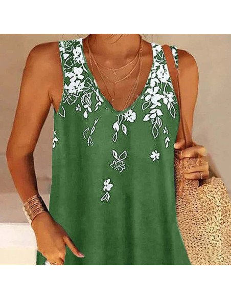 Moda plus blusa de tirantes con estampado floral para dama al mayoreo ofrece LHESH – ID 43587 verde