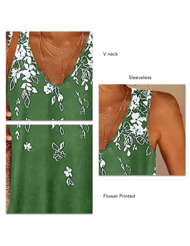 Moda plus blusa de tirantes con estampado floral para dama al mayoreo ofrece LHESH – ID 43587 verde