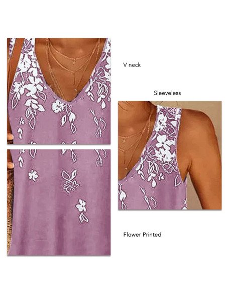 Moda plus blusa de tirantes con estampado floral para dama al mayoreo ofrece LHESH – ID 43588 púrpura