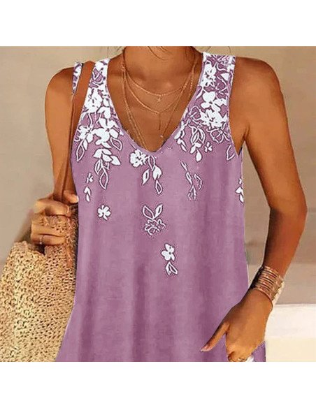 Moda plus blusa de tirantes con estampado floral para dama al mayoreo ofrece LHESH – ID 43588 púrpura