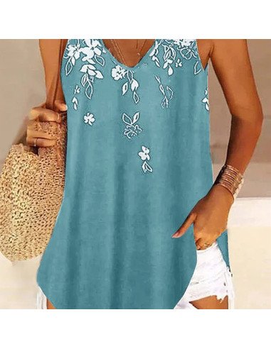 Moda plus blusa de tirantes con estampado floral para dama al mayoreo ofrece LHESH – ID 43591 marino