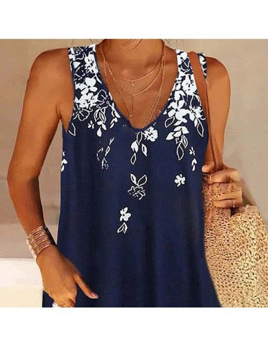 Moda plus blusa de tirantes con estampado floral para dama al mayoreo ofrece LHESH – ID 43591 marino