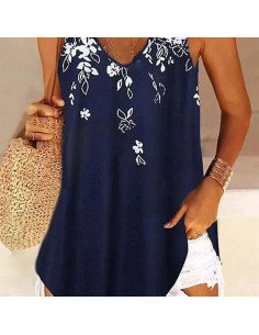 Moda plus blusa de tirantes con estampado floral para dama al mayoreo ofrece LHESH – ID 43591 marino