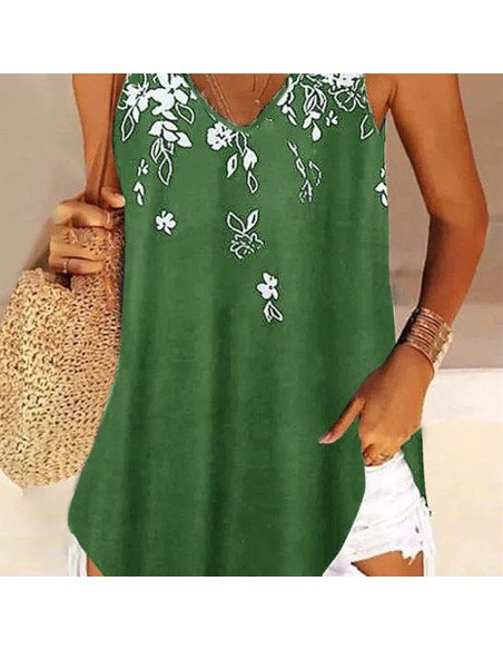 Moda plus blusa de tirantes con estampado floral para dama al mayoreo ofrece LHESH – ID 43587 verde