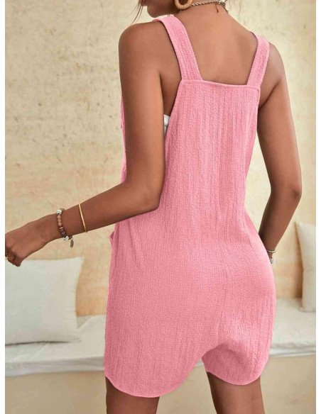 Moda plus jumpsuit overol corto con tirantes para dama al mayoreo ofrece LHESH - ID 43621 rosa