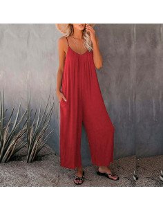 Pantalón Jumpsuit pierna ancha holgado de tirantes para Mujer | LHESH.mx | Mayoreo Calzado, Ropa y más productos