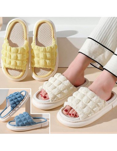 Pantufla dama al mayoreo ofrece LHESH - ID 40854 blanco, azul y amarillo