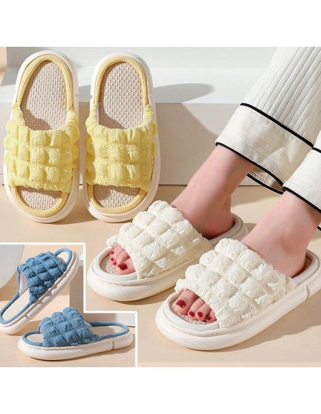 Pantufla dama al mayoreo ofrece LHESH - ID 40854 blanco, azul y amarillo