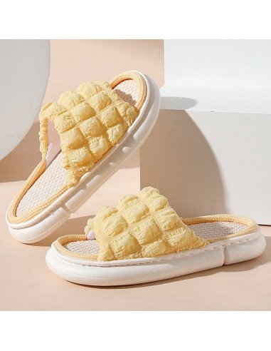 Pantufla dama al mayoreo ofrece LHESH - ID 40854 blanco, azul y amarillo