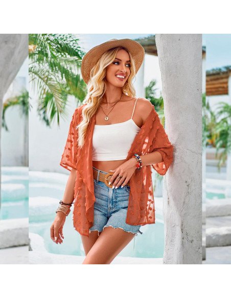 Moda plus blusa para dama al mayoreo ofrece LHESH – ID 45288 - marrón