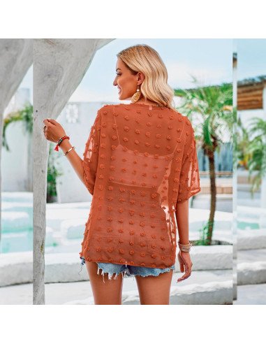 Moda plus blusa para dama al mayoreo ofrece LHESH – ID 45288 - marrón