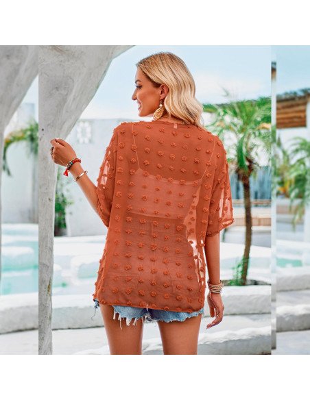 Moda plus blusa para dama al mayoreo ofrece LHESH – ID 45288 - marrón