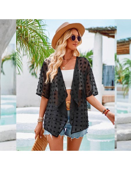 Moda plus blusa para dama al mayoreo ofrece LHESH – ID  45286 - negro