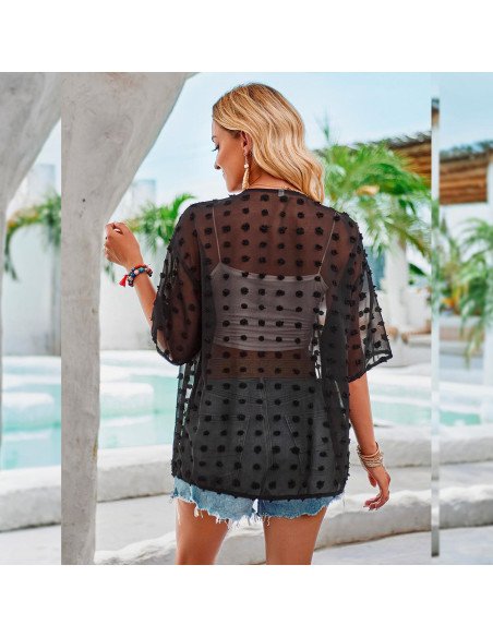 Moda plus blusa para dama al mayoreo ofrece LHESH – ID  45286 - negro