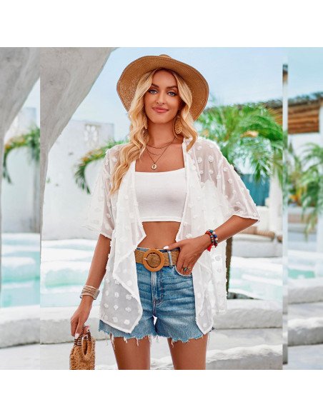 Moda plus blusa para dama al mayoreo ofrece LHESH – ID  45287 - blanco