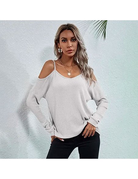 Mayoreo de blusa de moda con hombros descubiertos importada al en LHESH