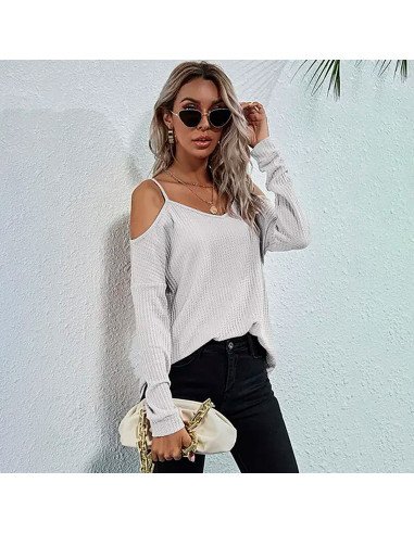 Mayoreo de blusa de moda con hombros descubiertos importada al en LHESH