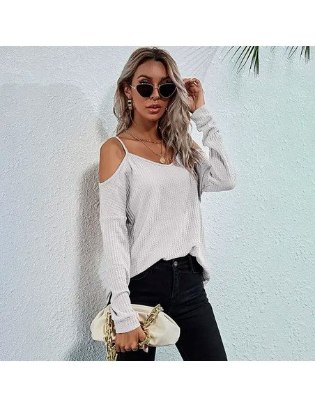 Mayoreo de blusa de moda con hombros descubiertos importada al en LHESH