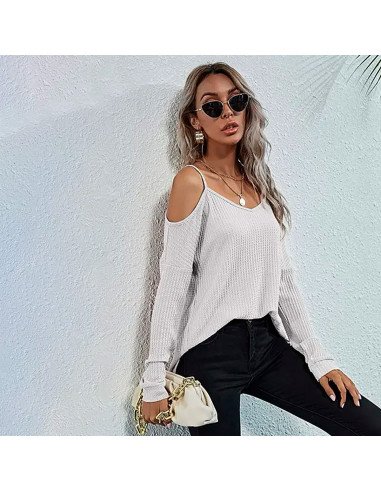 Mayoreo de blusa de moda con hombros descubiertos importada al en LHESH