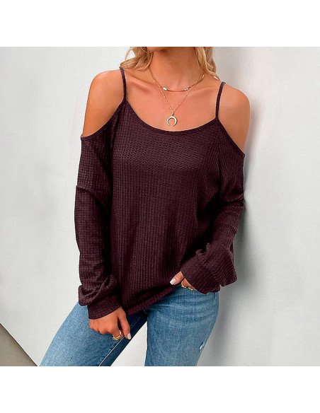 Mayoreo de blusa de moda con hombros descubiertos importada al en LHESH