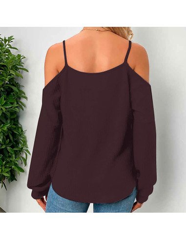 Mayoreo de blusa de moda con hombros descubiertos importada al en LHESH