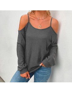 Mayoreo de blusa de moda con hombros descubiertos importada al en LHESH