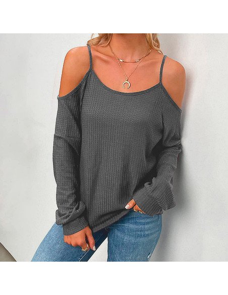 Mayoreo de blusa de moda con hombros descubiertos importada al en LHESH