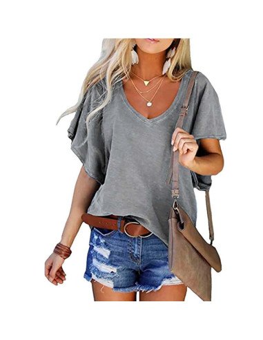 Camiseta floja  cuello en V importada al mayoreo en LHESH