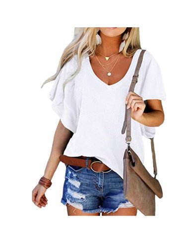 Camiseta floja  cuello en V importada al mayoreo en LHESHH