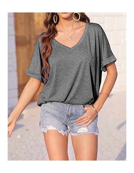 Camiseta floja  cuello en V importada al mayoreo en LHESH