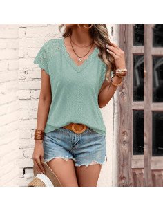Moda plus blusa para dama al mayoreo ofrece LHESH – ID 45312 verde menta