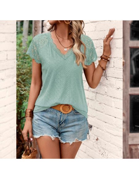 Moda plus blusa para dama al mayoreo ofrece LHESH – ID 45312 verde menta