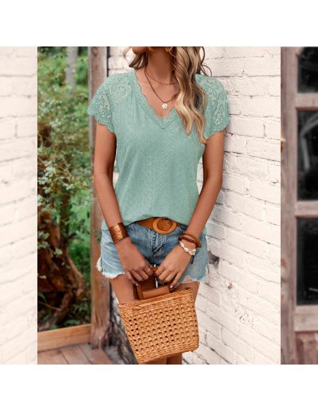 Moda plus blusa para dama al mayoreo ofrece LHESH – ID 45312 verde menta