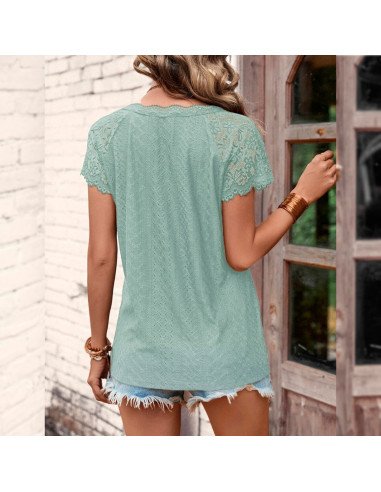 Moda plus blusa para dama al mayoreo ofrece LHESH – ID 45312 verde menta